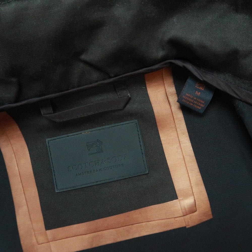 Scotch Soda Jacket Mens Medium Green Full Zip Snap Waterproof Waxed‎ - Picture 4 of 13